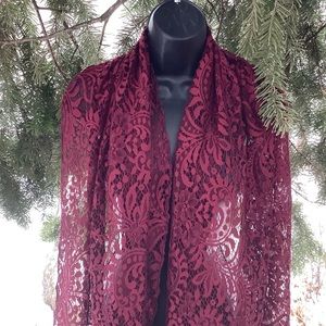Burgundy Lace Long Shawl Elegant Wedding Shawl